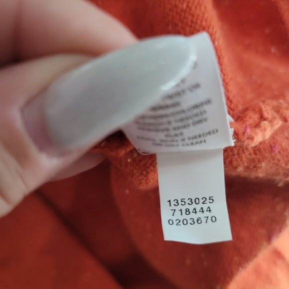 J. Jill Orange textured V-Neck One-Button Long Cotton Angora Cardigan Sweater M - Picture 3 of 8